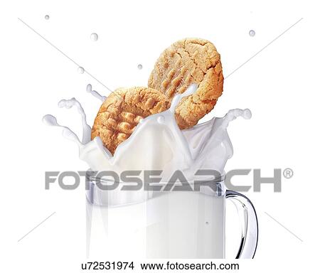 Stock Illustration - Milk and biscuits, artwork. Fotosearch