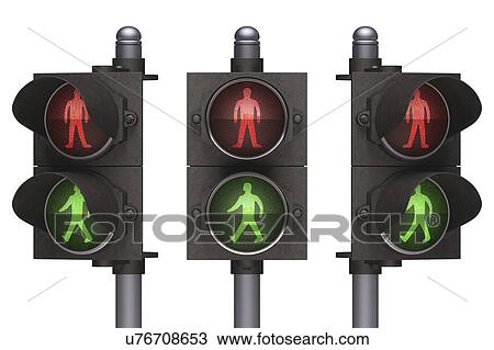 Pedestrian lights, artwork View Large Illustration Drawing - Pedestrian lights, artwork. Fotosearch