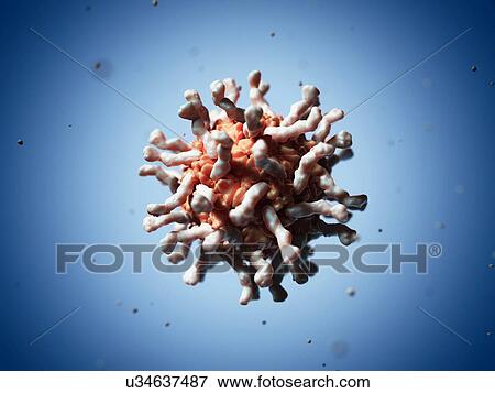 Stock Illustration - Poliovirus-receptor complex, artwork. Fotosearch