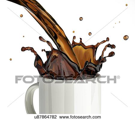 Drawing - Pouring coffee, artwork. Fotosearch