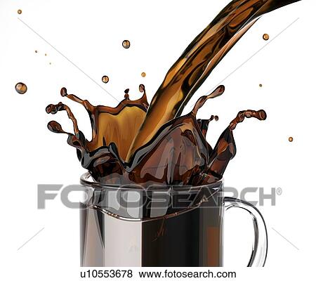 Stock Illustration - Pouring coffee, artwork. Fotosearch