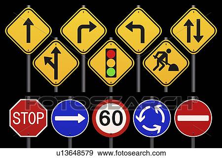 Stock Illustration - Road signs, artwork. Fotosearch