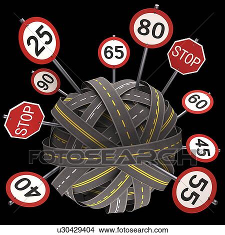 Stock Illustration - Road signs, artwork. Fotosearch