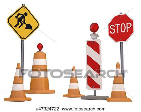 Drawing - Roadworks, conceptual artwork. Fotosearch
