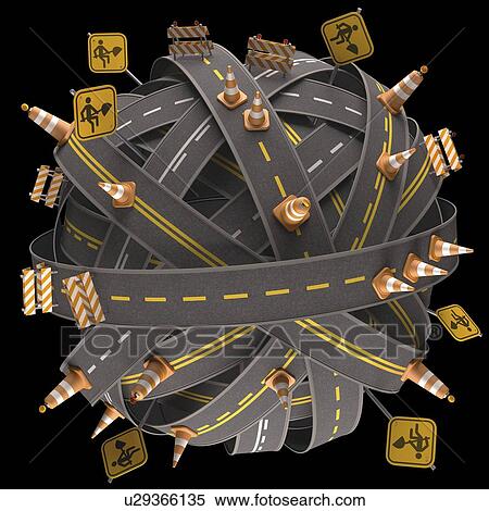 Stock Illustration - Roadworks, conceptual artwork. Fotosearch
