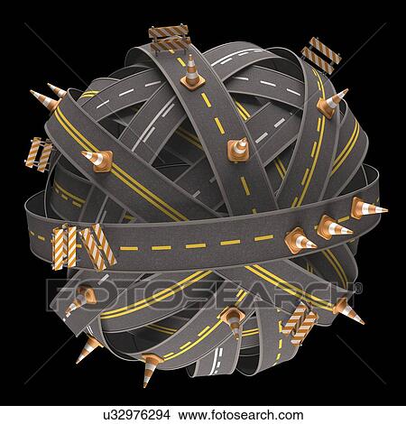 Roadworks, conceptual artwork View Large Illustration Stock Illustration - Roadworks, conceptual artwork. Fotosearch