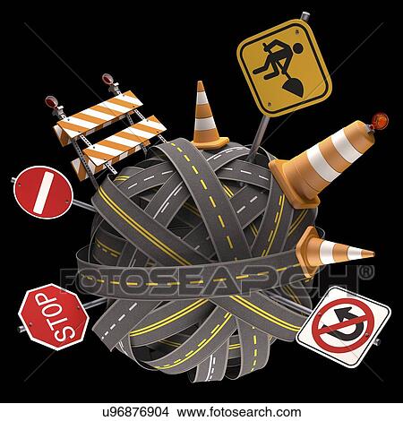 Roadworks, conceptual artwork View Large Illustration Stock Illustration - Roadworks, conceptual artwork. Fotosearch