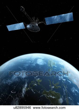 Satellite, artwork View Large Illustration Stock Illustration - Satellite, artwork. Fotosearch