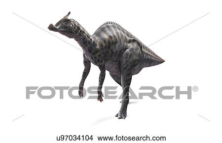Stock Illustration - Saurolophus dinosaur, artwork. Fotosearch