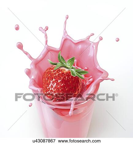 Strawberry milkshake, artwork View Large Illustration Stock Illustration - Strawberry milkshake, artwork. Fotosearch