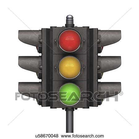 Stock Illustration - Traffic lights, artwork. Fotosearch