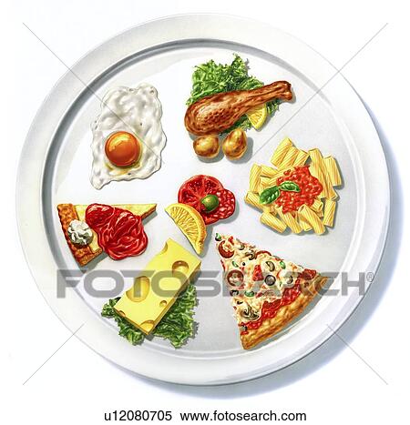 Stock Illustration - Various foods, artwork. Fotosearch