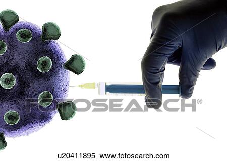 Stock Illustration - Viral vaccine, conceptual artwork. Fotosearch