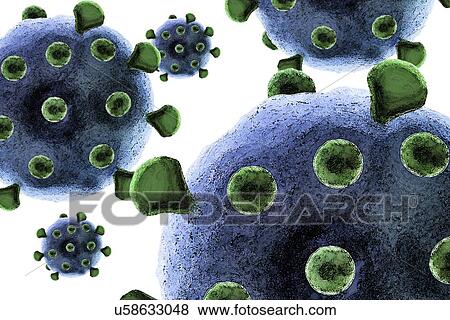 Virus particles, artwork View Large Illustration Stock Illustration - Virus particles, artwork. Fotosearch