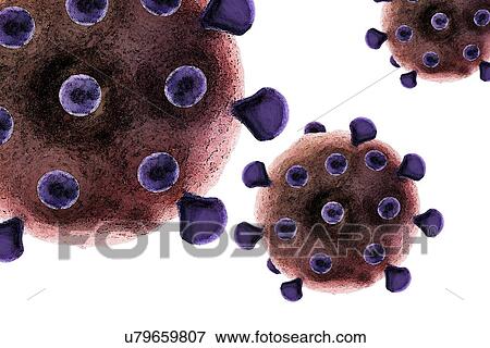 Stock Illustration - Virus particles, artwork. Fotosearch