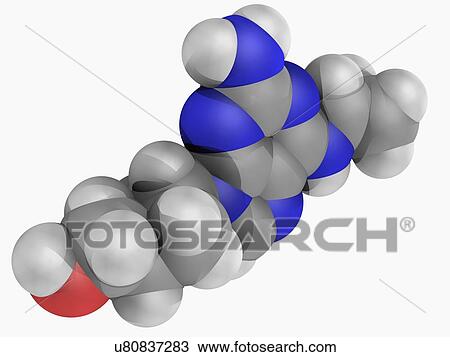 Drawing - Abacavir drug molecule. Fotosearch