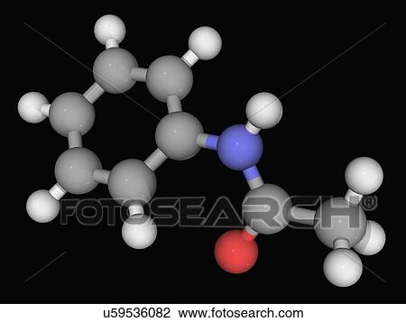 Drawing - Acetanilide molecule. Fotosearch