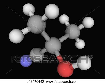 Drawing - Acetone cyanohydrin molecule. Fotosearch