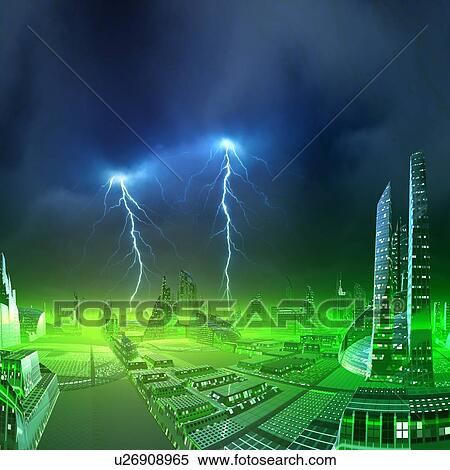 Alien city, artwork View Large Illustration Stock Illustration - Alien city, artwork. Fotosearch