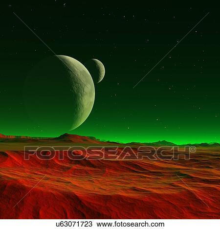 Alien planet, artwork View Large Illustration Drawing - Alien planet, artwork. Fotosearch