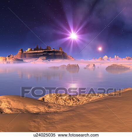 Alien planet, artwork View Large Illustration Stock Illustration - Alien planet, artwork. Fotosearch