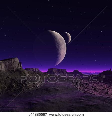 Stock Illustration - Alien planet, artwork. Fotosearch