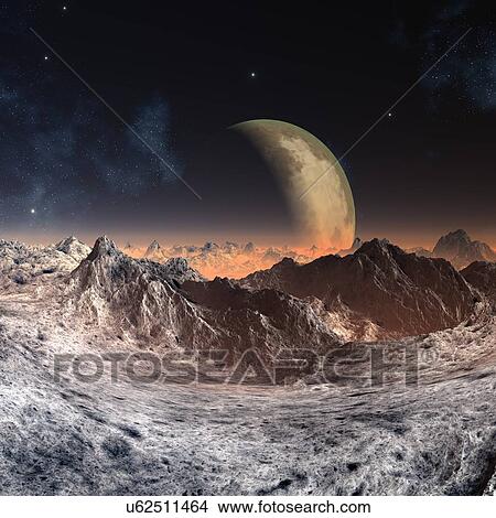 Stock Illustration - Alien planet, artwork. Fotosearch