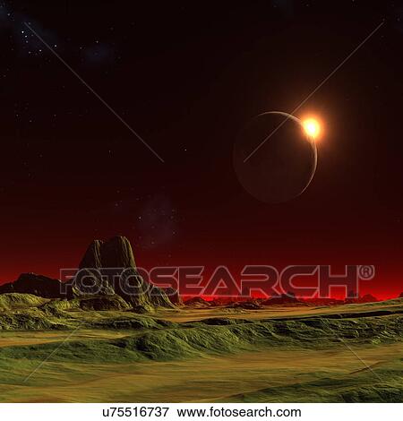 Alien planet, artwork View Large Illustration Stock Illustration - Alien planet, artwork. Fotosearch