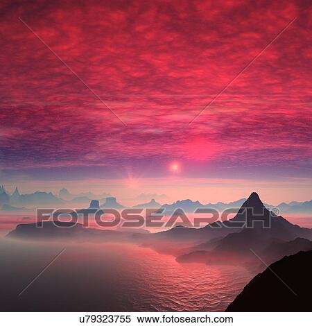 Alien planet, artwork View Large Illustration Stock Illustration - Alien planet, artwork. Fotosearch