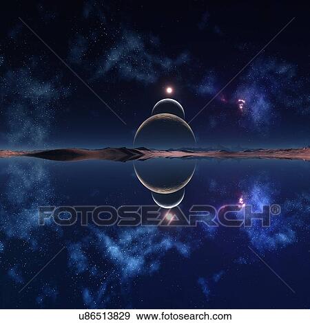 Alien planet, artwork View Large Illustration Stock Illustration - Alien planet, artwork. Fotosearch