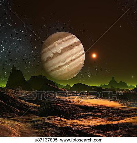 Alien planet, artwork View Large Illustration Stock Illustration - Alien planet, artwork. Fotosearch