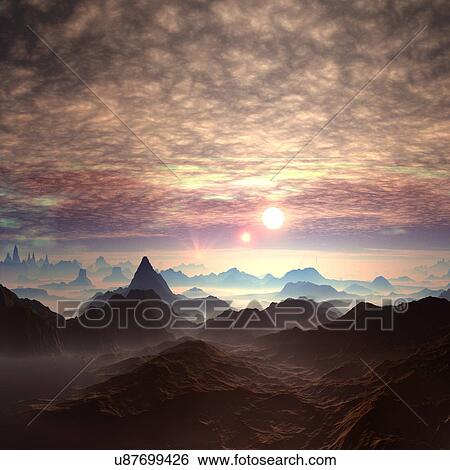 Stock Illustration - Alien planet, artwork. Fotosearch
