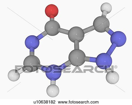 Drawing - Allopurinol drug molecule. Fotosearch