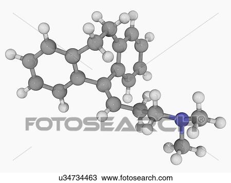 Drawing - Amitriptyline drug molecule. Fotosearch
