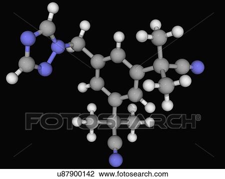 Drawing - Anastrozole drug molecule. Fotosearch