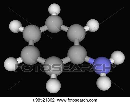 Drawing - Aniline molecule. Fotosearch