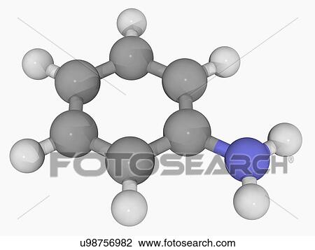 Drawing - Aniline molecule. Fotosearch
