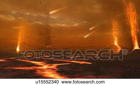 Artwork of the primordial Earth View Large Illustration Clipart - Artwork of the primordial Earth. Fotosearch