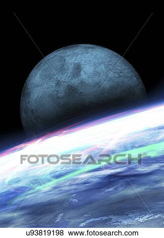 Aurora seen from space, artwork View Large Illustration Stock Illustration - Aurora seen from space, artwork. Fotosearch