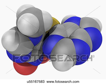 Drawing - Azathioprine drug molecule. Fotosearch