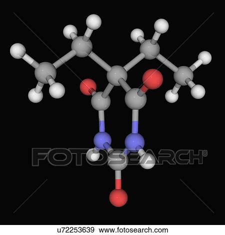 Stock Illustration - Barbital drug molecule. Fotosearch