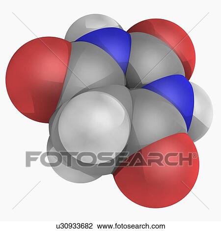 Drawing - Barbituric acid molecule. Fotosearch