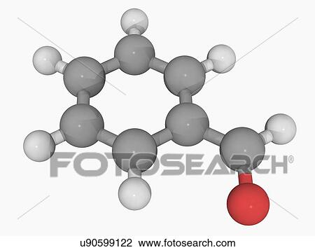 Drawing - Benzaldehyde molecule. Fotosearch