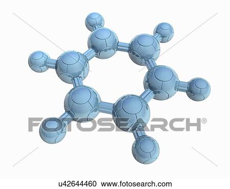 Clipart - Benzene, molecular model. Fotosearch