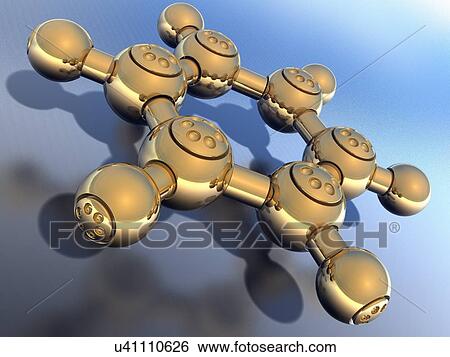 Stock Illustration - Benzene, molecular model. Fotosearch