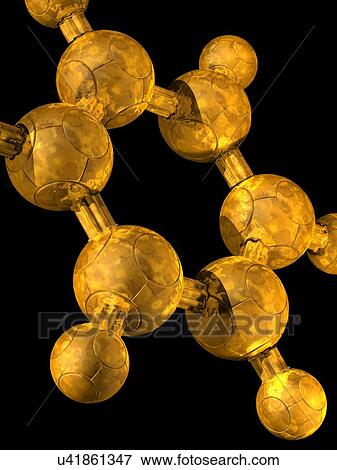 Stock Illustration - Benzene, molecular model. Fotosearch