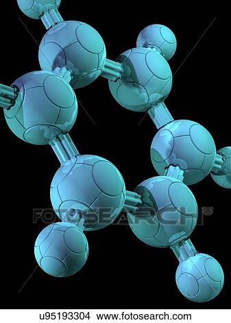 Stock Illustration - Benzene, molecular model. Fotosearch
