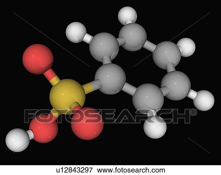 Stock Illustration - Benzenesulfonic acid molecule. Fotosearch