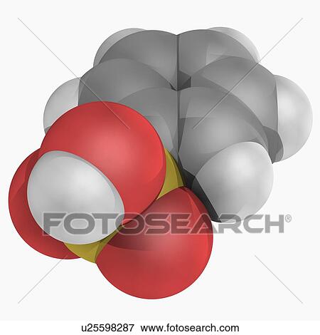 Stock Illustration - Benzenesulfonic acid molecule. Fotosearch