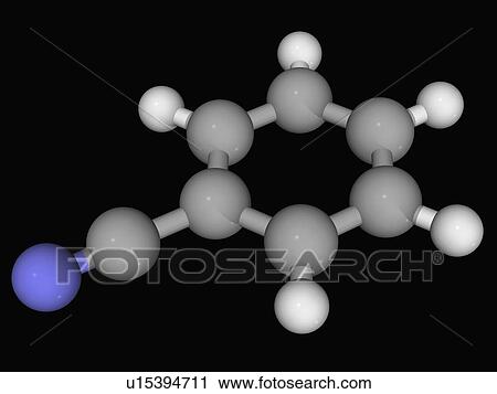Benzonitrile molecule View Large Illustration Clip Art - Benzonitrile molecule. Fotosearch